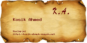 Kosik Ahmed névjegykártya